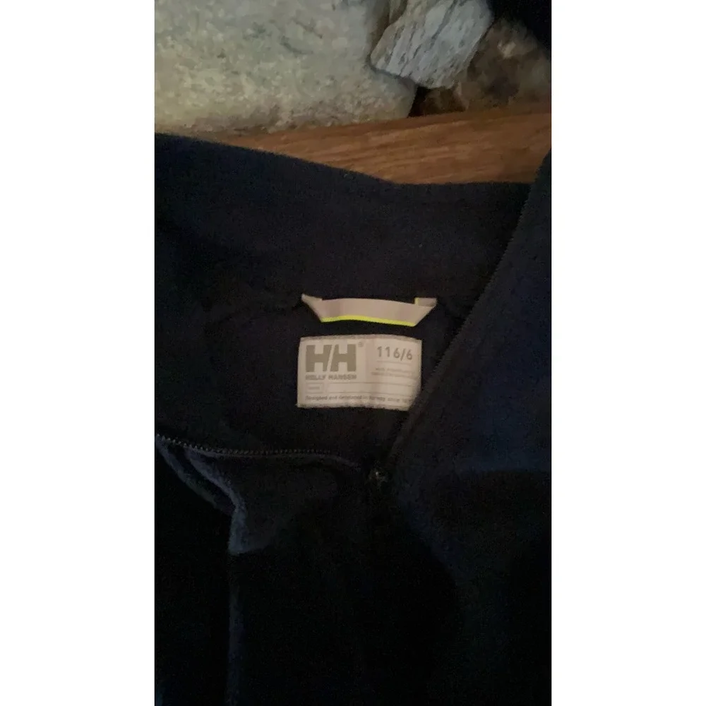 Helly Hansen 6 Navy Blue Fleece Jacket full Zip Small Embroidered Logo kids